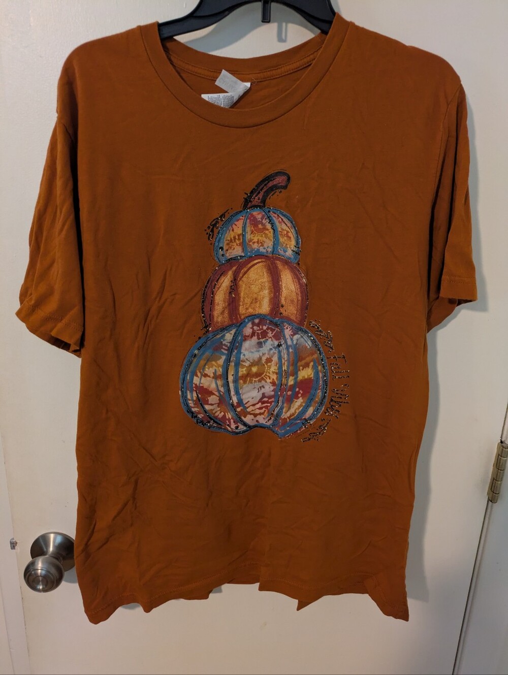 Rust Orange Pumpkin Graphic Tee Women's XL Bella Canvas Fall Shirt